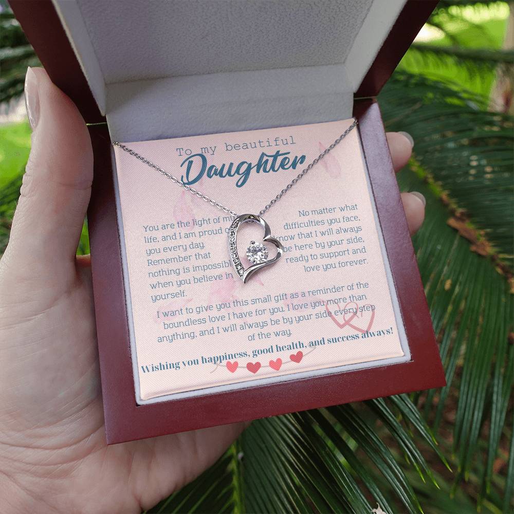 To My Beautiful Daughter Necklace from Mom – Perfect Gift for Birthday, Christmas, and Graduation – Special Gifts for Stepdaughter from Stepmom & Stepdad