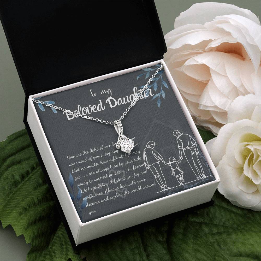 To My Daughter Necklace From Mom & Dad – Heartfelt Gift with Loving Message, Perfect for Birthday, Christmas, Graduation, and Special Milestones
