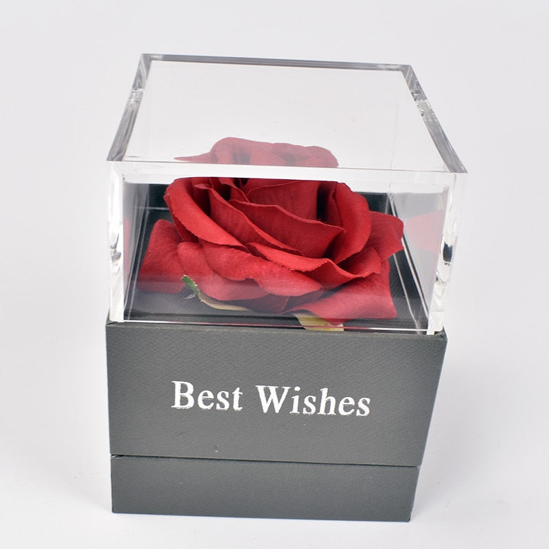 Unfade flower rose Jewelry Box with Surprise 100 Languages I Love you Necklace Strange Gift For Mother girlfriend