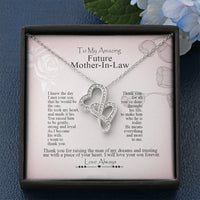 Thumbnail for To My Future Mother-In-Law Double Hearts Necklace ;Gift from Bride, Thank you for raising the man of my dreams, Mother in Law Necklace Gift