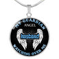 Motivational Family Necklace For Husband Chain For Men - My Guardian Angel Watching Over Me - Personalized Family Gifts Shape: Circle 1-Inch Diameter