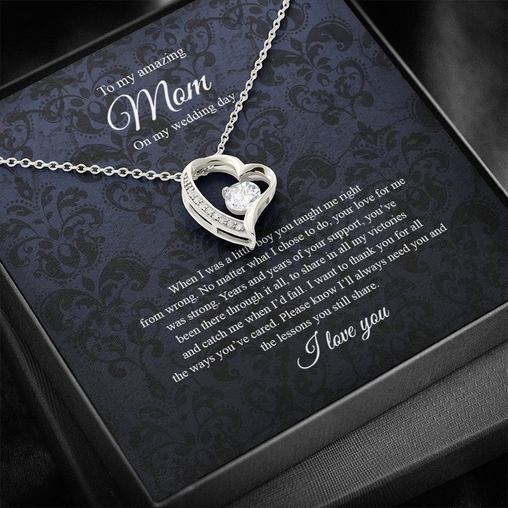 KORAFINA Meaningful Quote Heart, to Mom On My Wedding Day, Mother of The Groom Gift from Son, Mother of The Groom Necklace from Son On Wedding Day On Christmas, Birthday