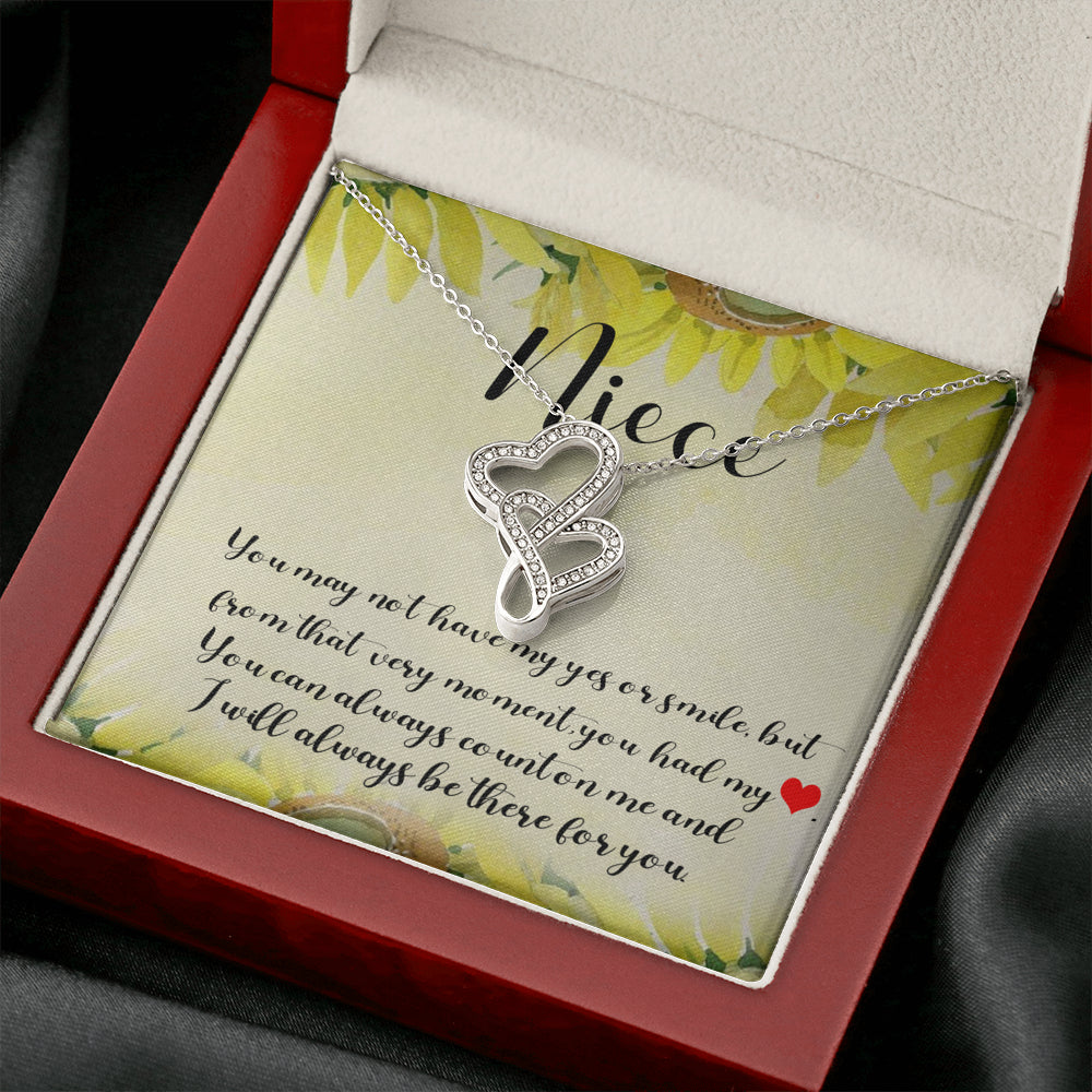 KORAFINA Customized to My Niece - You HAD My Heart - Gift for Niece from Aunt - Double Heart Necklace On Birthday, Christmas