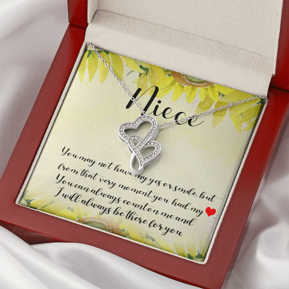 KORAFINA Customized to My Niece - You HAD My Heart - Gift for Niece from Aunt - Double Heart Necklace On Birthday, Christmas