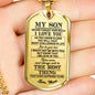 Awesome Quote Dog tag Jewelry for Son- Mother Son Necklace Long Pendant 30 inch-I Miss You Much- Persionalized Gift Ideas for Son from Mom Luxury Dog Tag