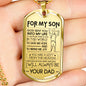 Cool Father Son Pendant Necklace Love Dad Birthday Gifts, Christmas Gift Idea for Kids Luxury Dog Tag Gold & Silver fa-so-01