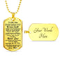 Silver & Gold Dog Tag Necklace For Son From Mom - Custom Engrave any word, name