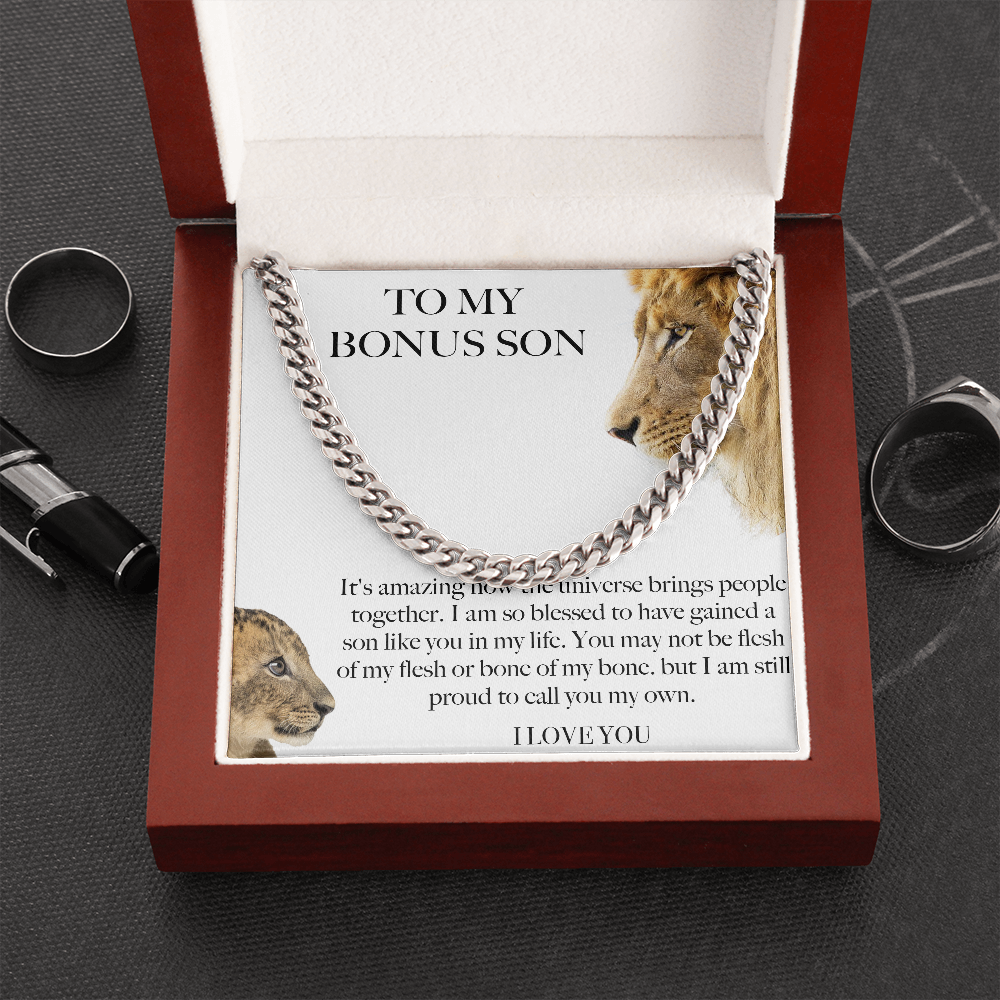 Bonus Son Gift From Bonus Mom/ Bonus Dad, Birthday Gift For Bonus Son Stepson Christmas Gift Graduation Gift Bonus Son Card