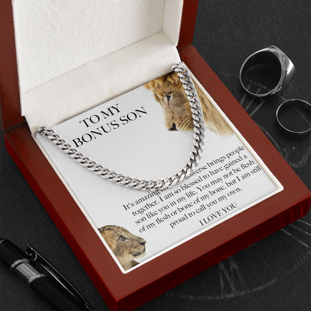 Bonus Son Gift From Bonus Mom/ Bonus Dad, Birthday Gift For Bonus Son Stepson Christmas Gift Graduation Gift Bonus Son Card