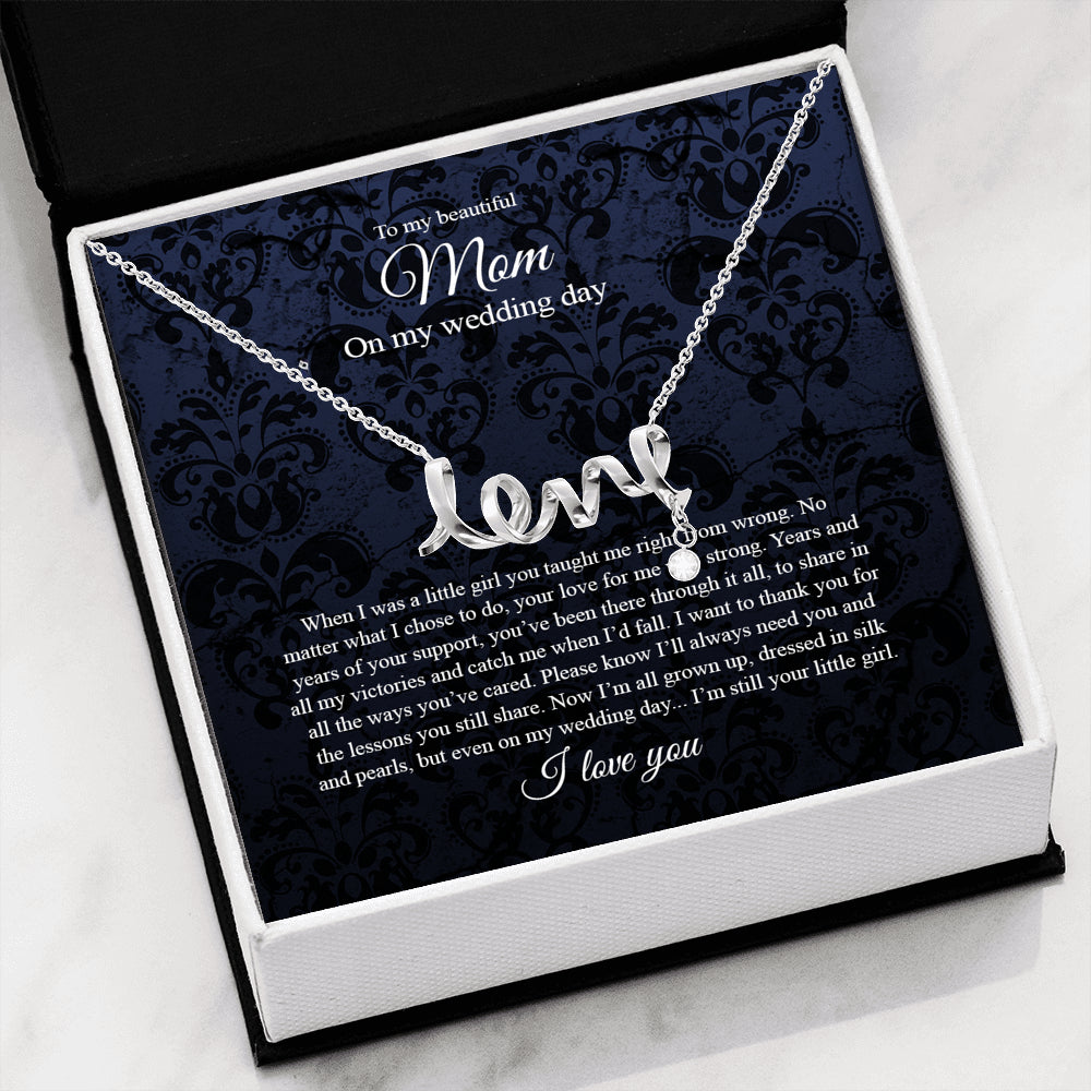 KORAFINA Personalized Love Necklace, to Mom On My Wedding Day, Mother of The Bride Gift from Daughter, Mother of The Bride Necklace from Bride, Mom of Bride On Christmas, Birthday