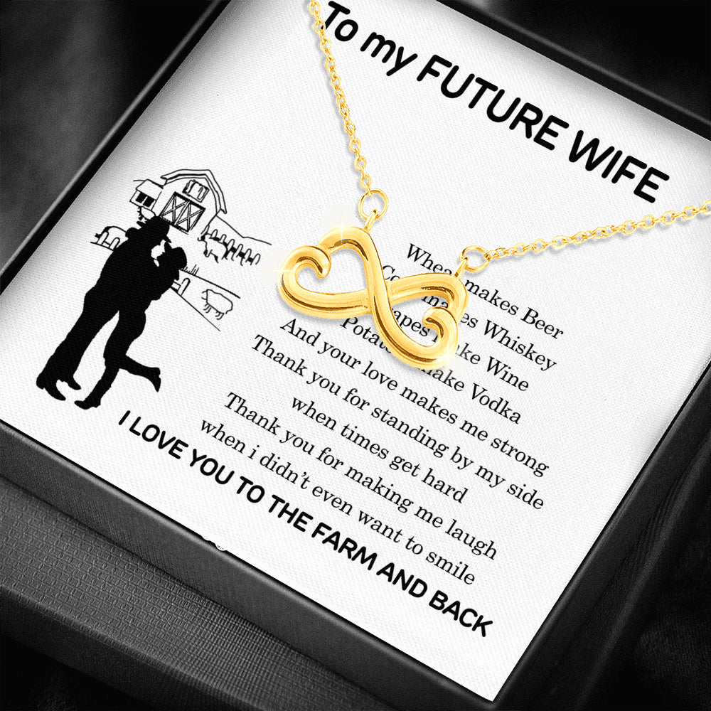 iWow Infinity Heart Necklace - to My Future Wife - Wheat Makes Beer Forever Love Pendant White Gold Plated Women Gift for Mother's Day, On Christmas, Birthday & Valentine's Day