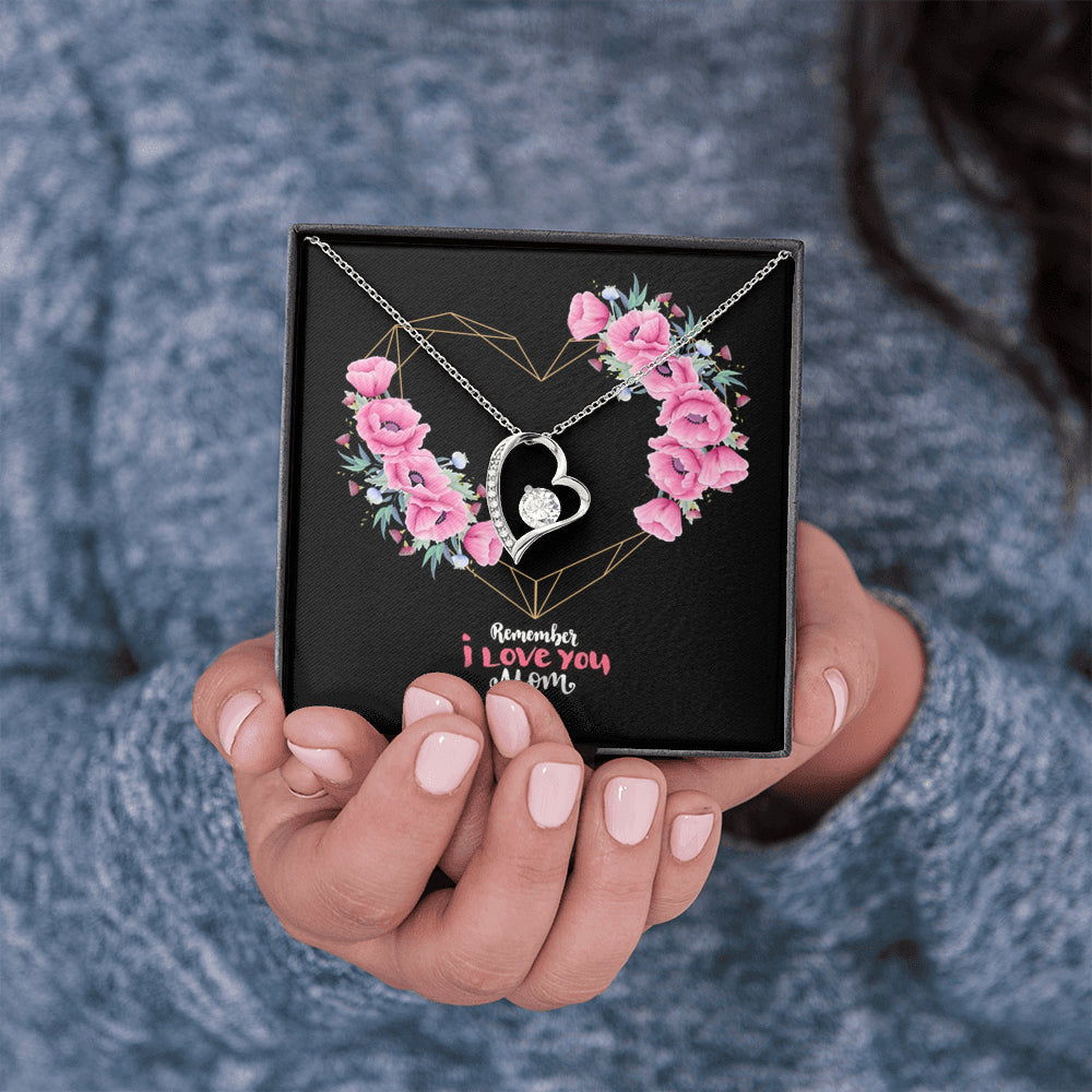 Remember I Love You Mom Forever Heart Necklace 18K Gold Gift For Women - Jewelry Necklaces For Mom From Daughter, Son Pendant Chain Mother's Day Present Idea - Free luxury box with Message Card P10-29