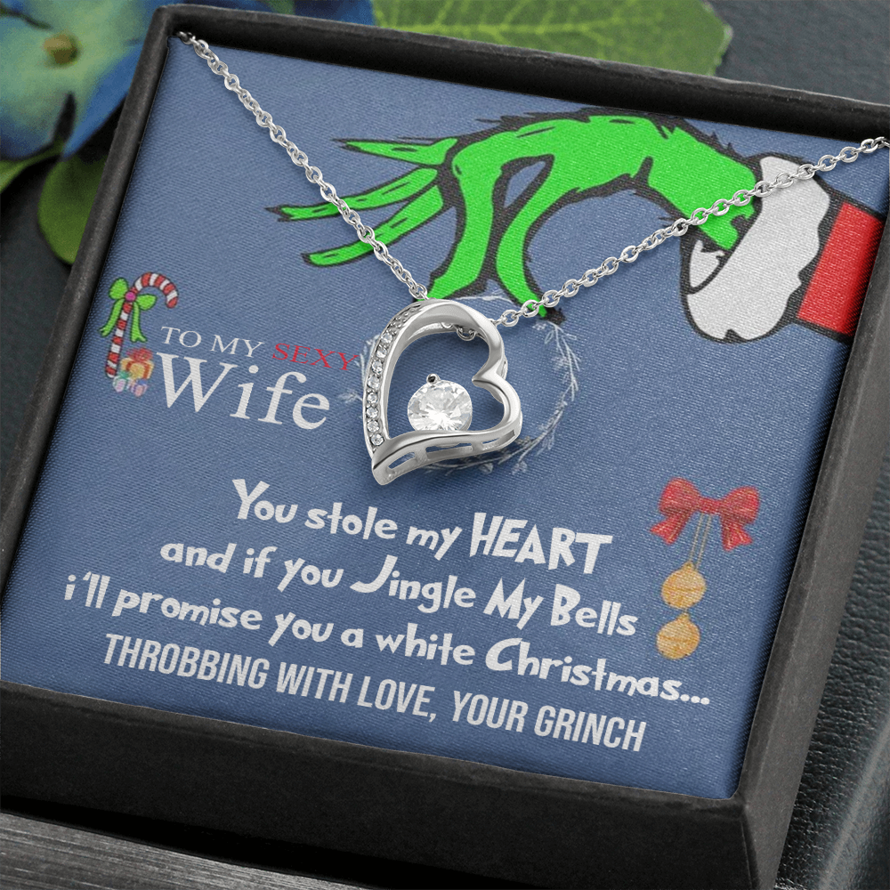 to My Sexy Wife Necklace, Funny Grinch Stole My Heart Christmas Card, Love Necklace Gifts, Christmas Necklace for Wife
