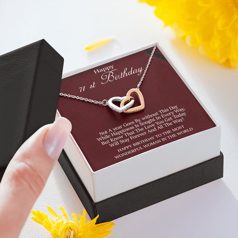 Pendants 71st Birthday for Her Gift, 71st Birthday Gift for Her, Seventy First Birthday Gift for Woman Friend, 71st Birthday Gift Interlocking Hearts