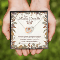 Thumbnail for From Dad Mom To My Badass Daughter Whenever Feeling Inadequate Straighten Crown Interlocking Hearts Necklace; Gift for Birthday,Christmas,Valentine's Day,Mother's day,Father's Day,Thanksgiving