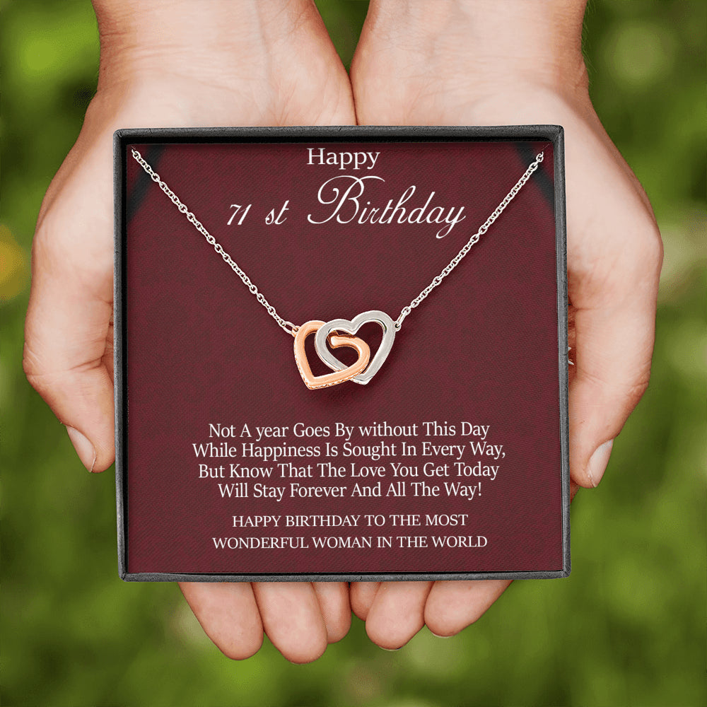 Pendants 71st Birthday for Her Gift, 71st Birthday Gift for Her, Seventy First Birthday Gift for Woman Friend, 71st Birthday Gift Interlocking Hearts