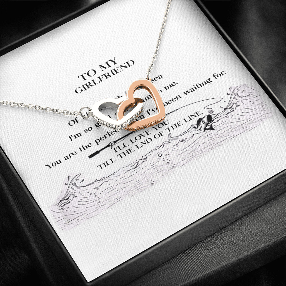 Interlocked Heart Necklace to My Girlfriend You are The Perfect Catch, Romantic Gifts for Girlfriend, Best Simple Gifts for Girlfriend, Jewelry for Girlfriend, Creative Birthday Gifts, Gift for Woman
