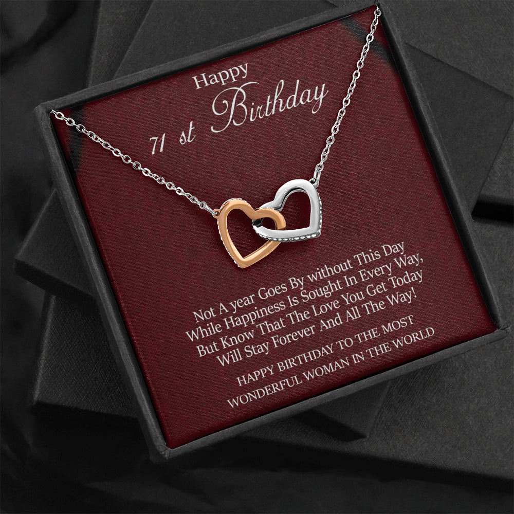 Pendants 71st Birthday for Her Gift, 71st Birthday Gift for Her, Seventy First Birthday Gift for Woman Friend, 71st Birthday Gift Interlocking Hearts