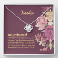 Thumbnail for Personalized Junior Bridesmaid Gift, Petal Patrol, Junior Bridesmaid Thank You Gift, Flower Girl, Junior Maid of Honor Love Knot Necklace (LKJ8) On Xmas, Birthday