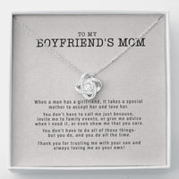 Thumbnail for Meaningful Quote Boyfriend's Mom Gift, To My Boyfriends Mom Necklace, For My Boyfriend's Mom on Mother's Day, Birthday Gift for Boyfriends Mom On Christmas, Birthday