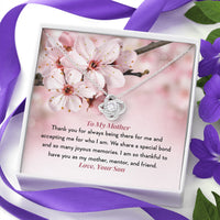 Thumbnail for KORAFINA Customized Mom Necklace Gift to Mom from Son to My Mother Thank You Knot Necklace Gift Necklace with Message Card On Birthday, Christmas