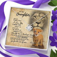 Thumbnail for to my daughter necklace, this old lion will always have your back the love knot necklace