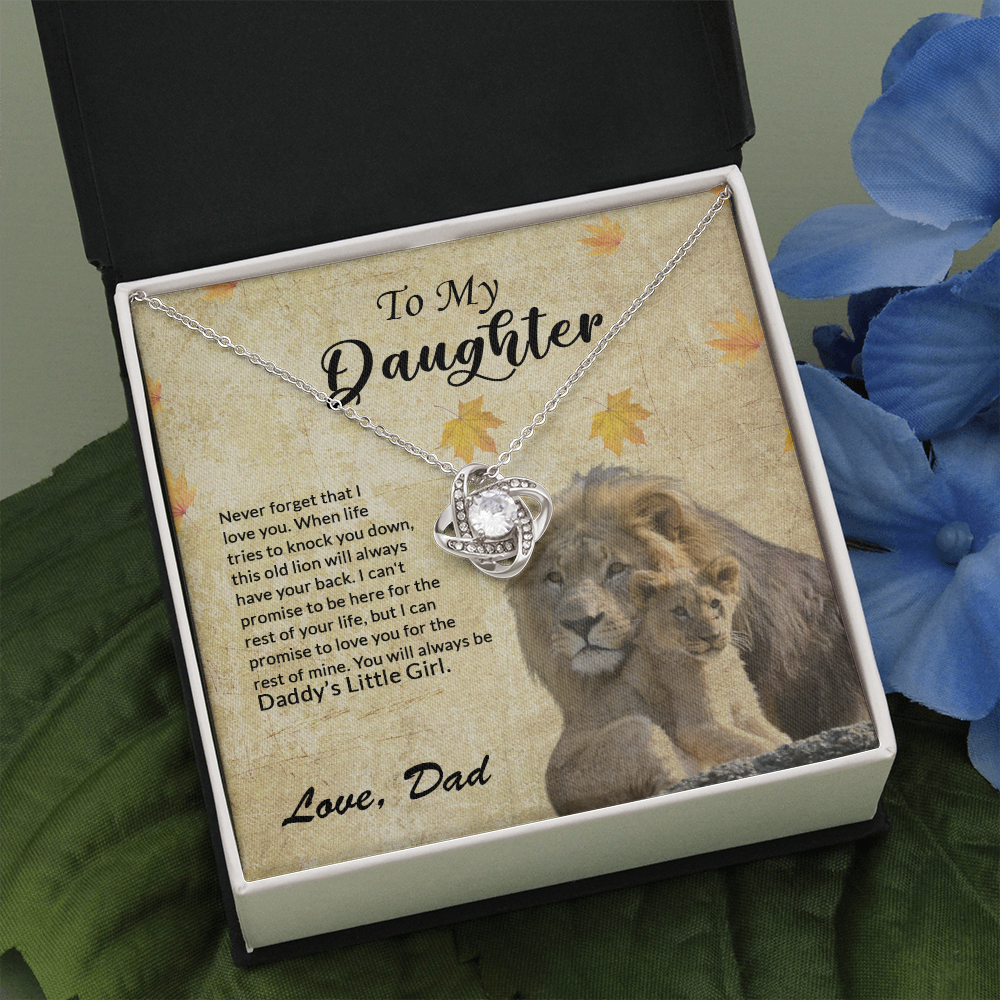 to my daughter necklace, you will always be daddy's little girl the love knot necklace