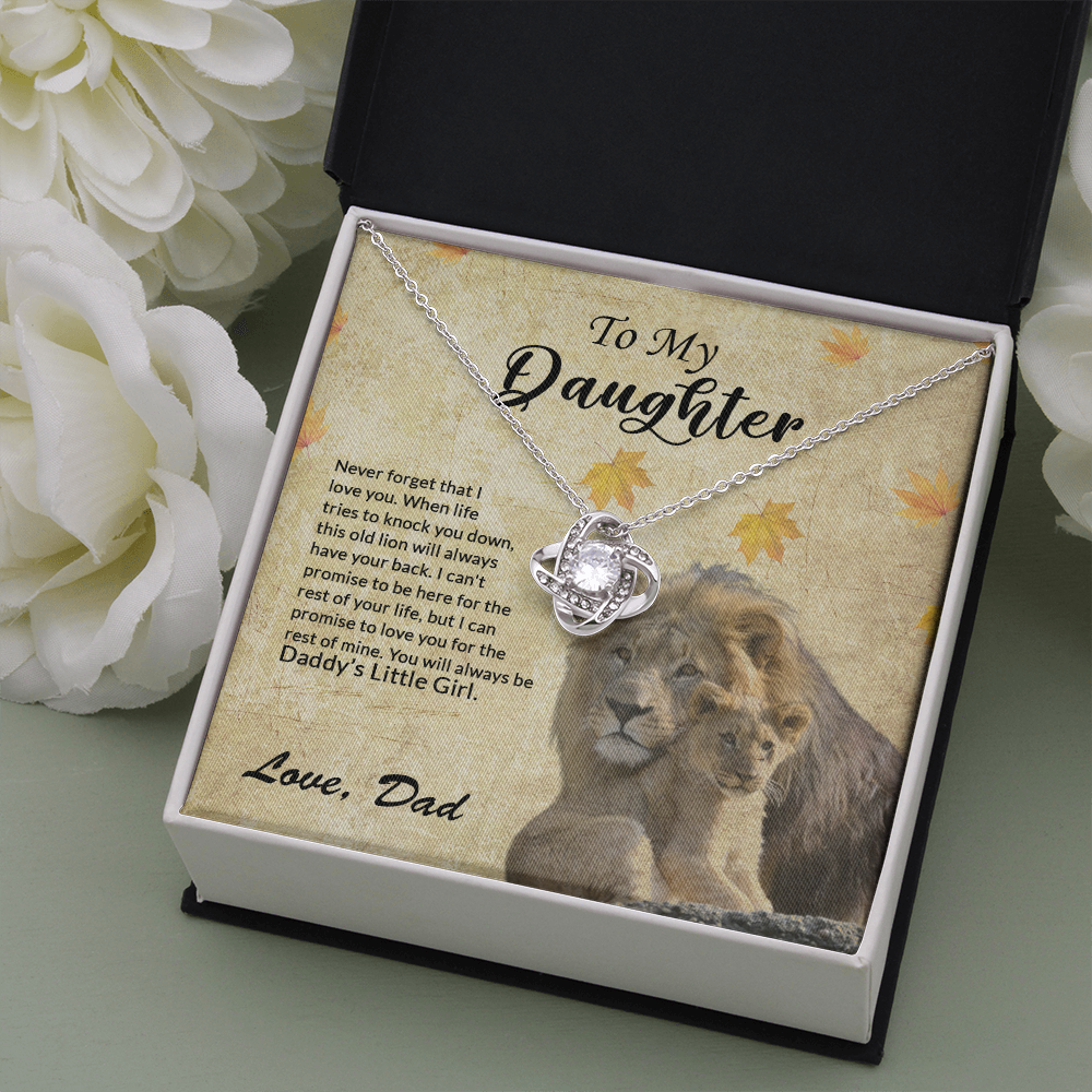 to my daughter necklace, you will always be daddy's little girl the love knot necklace