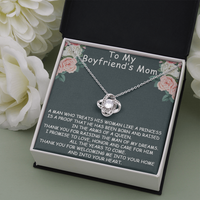 Thumbnail for to my boyfriend's mom necklace, thank you for welcoming me into your home and into your heart the love knot necklace
