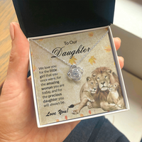 Thumbnail for to our daughter necklace, we love you for the little girlthat you once were the love knot necklace