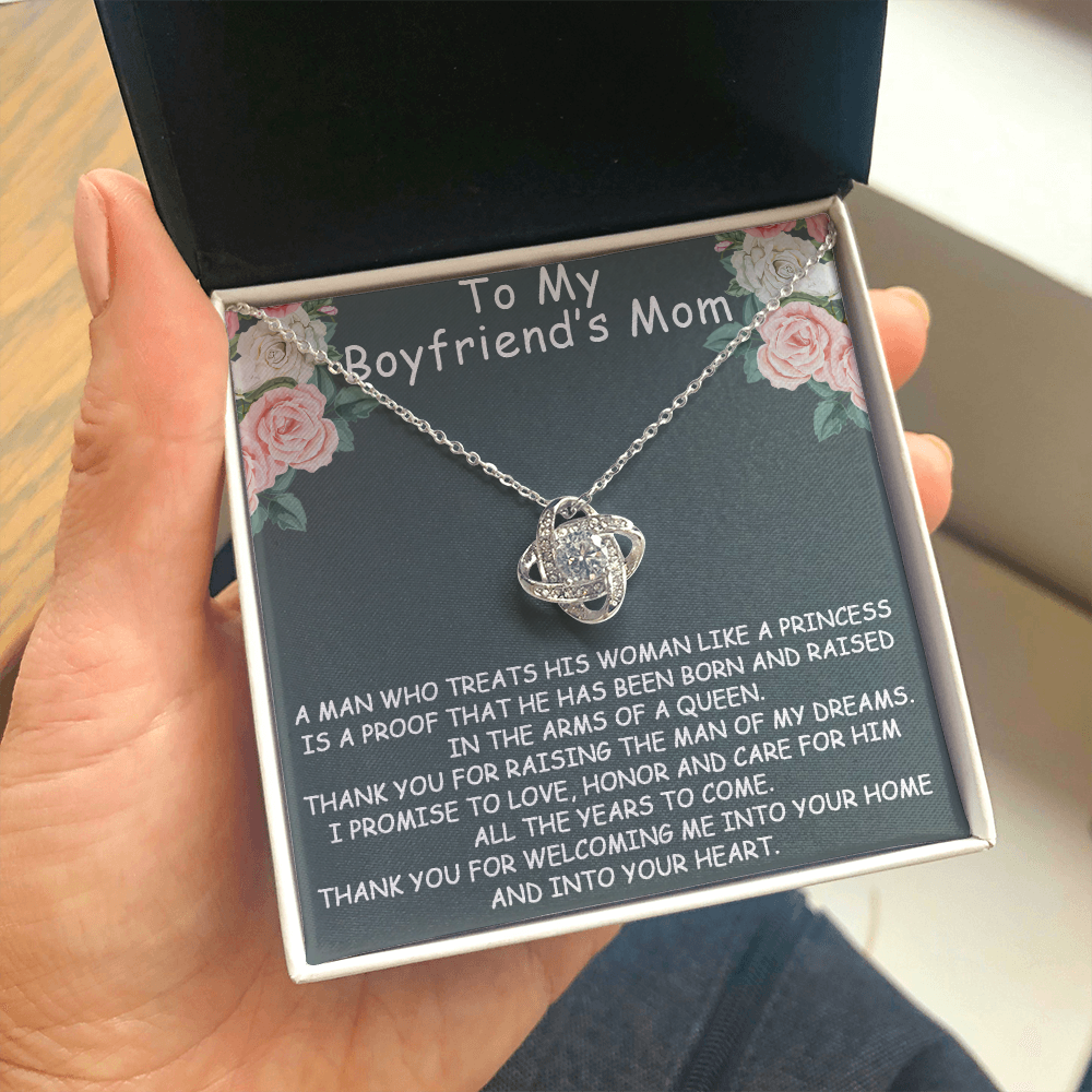 to my boyfriend's mom necklace, thank you for welcoming me into your home and into your heart the love knot necklace
