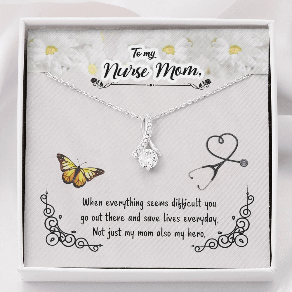 KORAFINA Inspirational Mom Necklace - Necklace for Mom - Gift Necklace with Message Card to My Nurse Mom - When Everything Seems The Inner Beauty Necklace On Christmas, Birthday