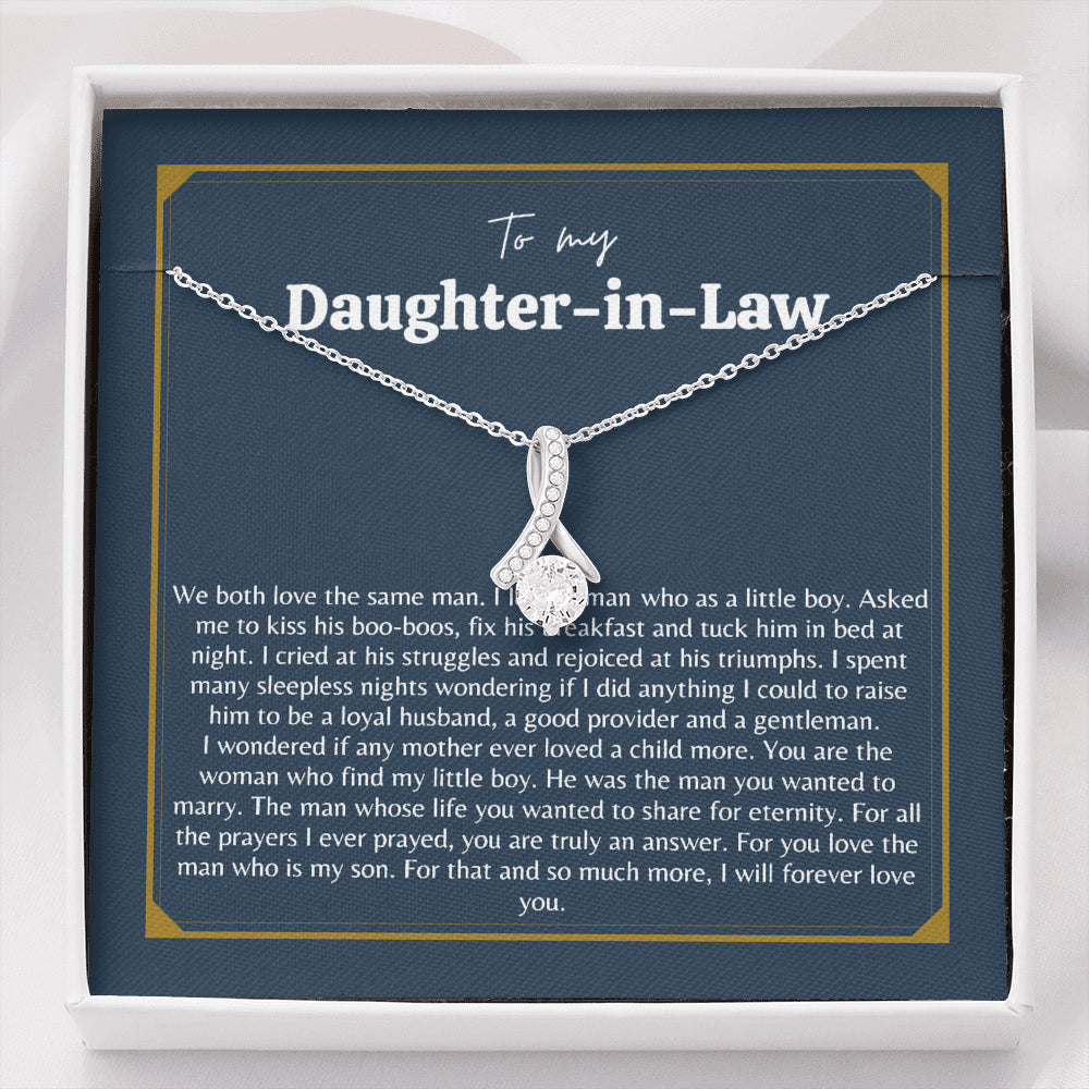 Atiara Gifts Gift for Daughter in Law, Welcoming Daughter in Law Into, Gift for Bride from Mother in Law Necklace, Daughter in Law Jewelry, White Gold Necklace for Daughter-in-Law