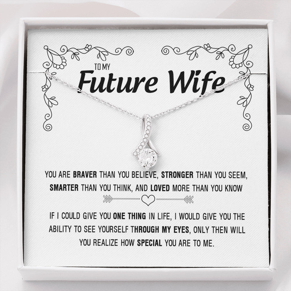 On Cloud Nine Gifts To My Future Wife Loved More Than You Know Alluring Beauty Necklace with Message Card and Gift Box Included. Gift for Girlfriend or Fiance.