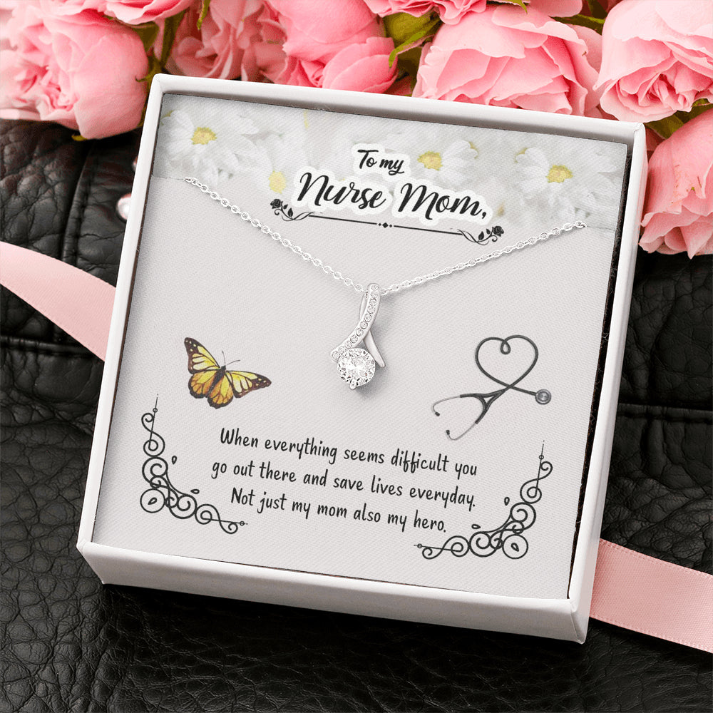 KORAFINA Inspirational Mom Necklace - Necklace for Mom - Gift Necklace with Message Card to My Nurse Mom - When Everything Seems The Inner Beauty Necklace On Christmas, Birthday