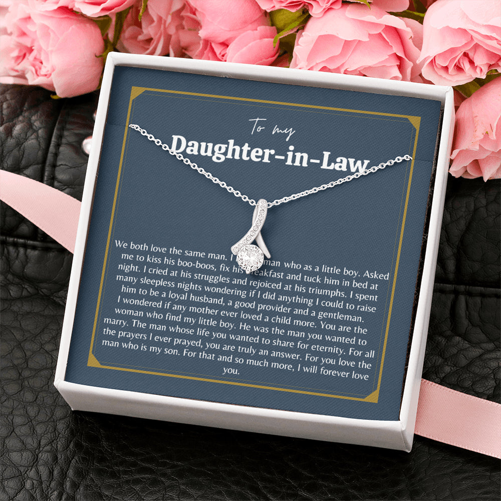 Atiara Gifts Gift for Daughter in Law, Welcoming Daughter in Law Into, Gift for Bride from Mother in Law Necklace, Daughter in Law Jewelry, White Gold Necklace for Daughter-in-Law