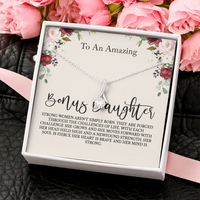 Thumbnail for to my bonus daughter necklace, storng women aren't simply born alluring beauty necklace, gifts for my bonus daughter