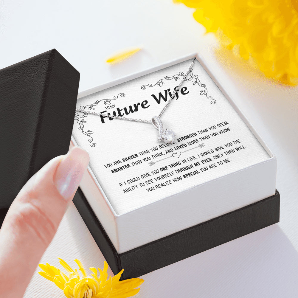 On Cloud Nine Gifts To My Future Wife Loved More Than You Know Alluring Beauty Necklace with Message Card and Gift Box Included. Gift for Girlfriend or Fiance.