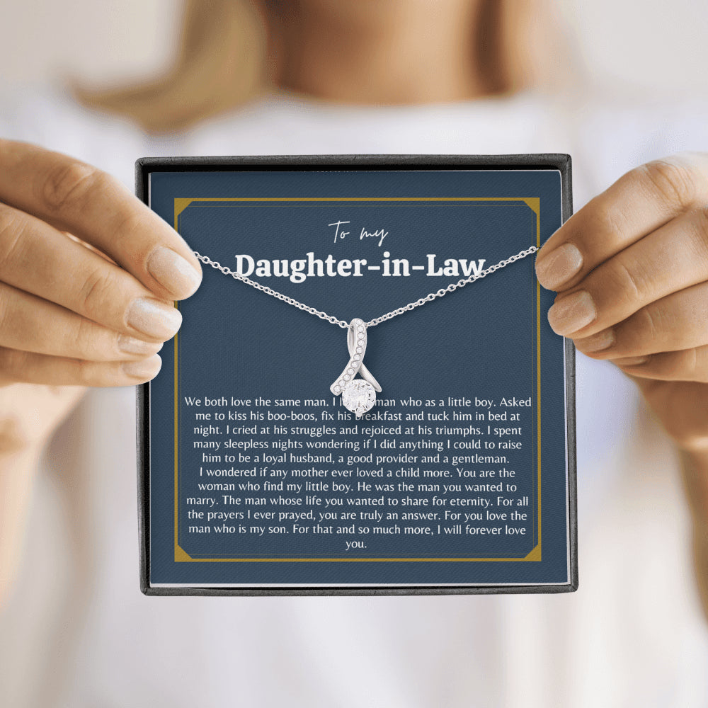 Atiara Gifts Gift for Daughter in Law, Welcoming Daughter in Law Into, Gift for Bride from Mother in Law Necklace, Daughter in Law Jewelry, White Gold Necklace for Daughter-in-Law