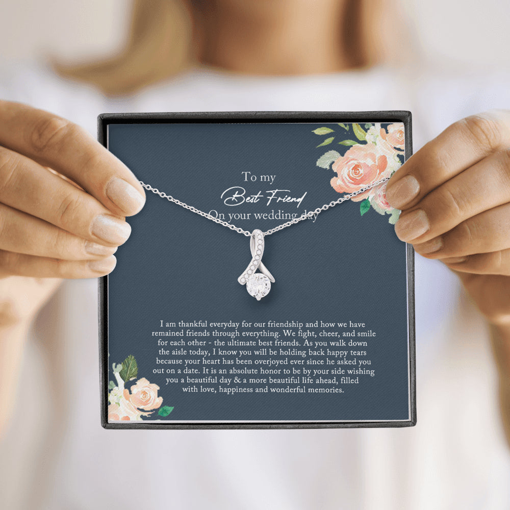 Best Friend Gift to Bride, Bride Gift From Maid of Honor, Best Friend Gift on Her Wedding Day, Best Friend to Bride Necklace Mt4lj-979