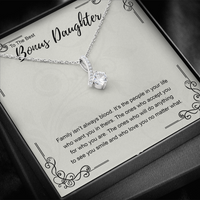 Thumbnail for to the best bonus daughter necklace, family isn't always blood ALLURING BEAUTY necklace, gift to my bonus daughter