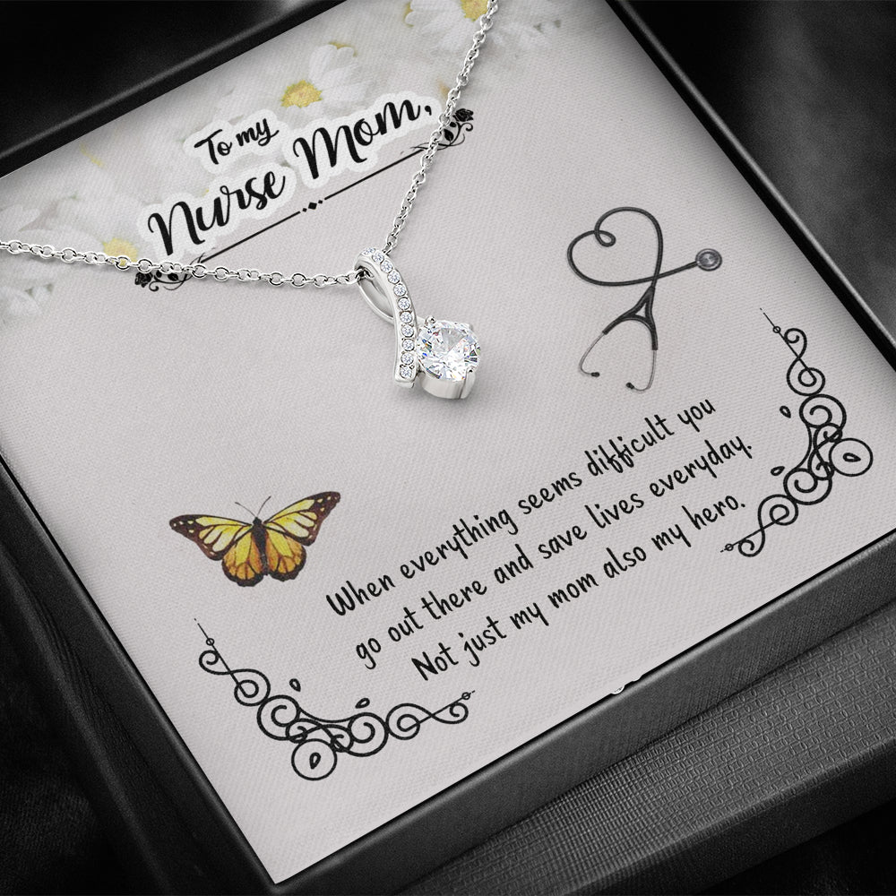 KORAFINA Inspirational Mom Necklace - Necklace for Mom - Gift Necklace with Message Card to My Nurse Mom - When Everything Seems The Inner Beauty Necklace On Christmas, Birthday