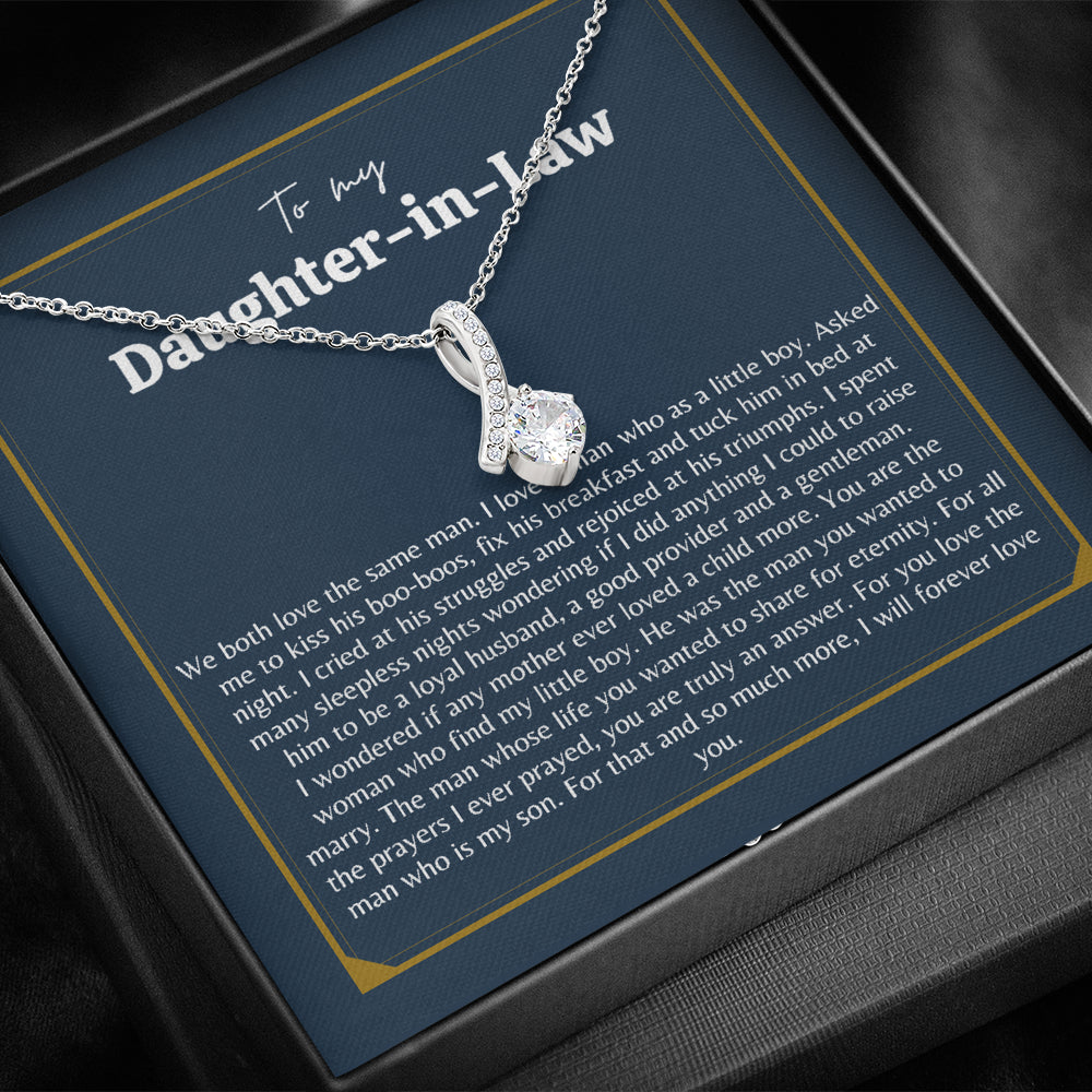 Atiara Gifts Gift for Daughter in Law, Welcoming Daughter in Law Into, Gift for Bride from Mother in Law Necklace, Daughter in Law Jewelry, White Gold Necklace for Daughter-in-Law
