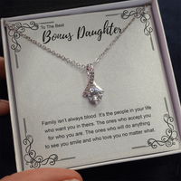 Thumbnail for to the best bonus daughter necklace, family isn't always blood ALLURING BEAUTY necklace, gift to my bonus daughter