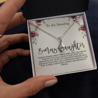 Thumbnail for to my bonus daughter necklace, storng women aren't simply born alluring beauty necklace, gifts for my bonus daughter
