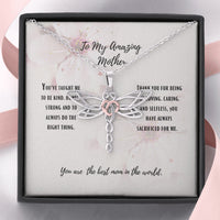 Thumbnail for Meaningful Quote Mom Necklace - Necklace for Mom - to My Amazing Mother Pink - Mom Stunning Dragonfly Necklace On Christmas, Birthday