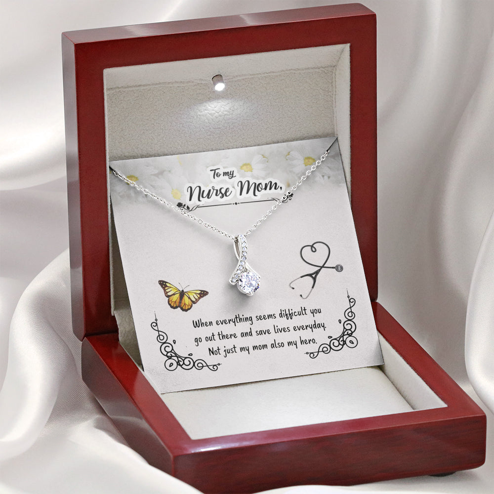 KORAFINA Inspirational Mom Necklace - Necklace for Mom - Gift Necklace with Message Card to My Nurse Mom - When Everything Seems The Inner Beauty Necklace On Christmas, Birthday