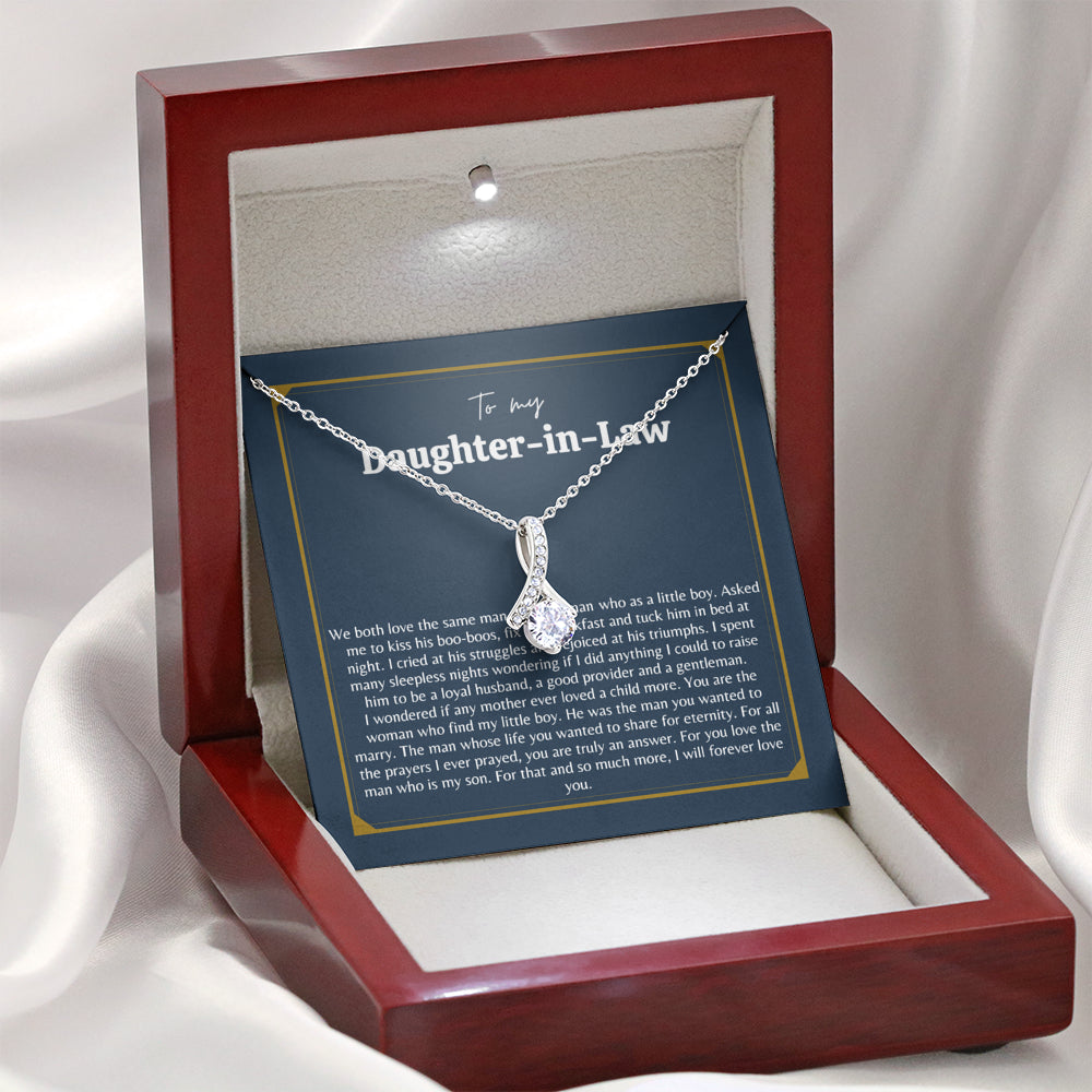 Atiara Gifts Gift for Daughter in Law, Welcoming Daughter in Law Into, Gift for Bride from Mother in Law Necklace, Daughter in Law Jewelry, White Gold Necklace for Daughter-in-Law