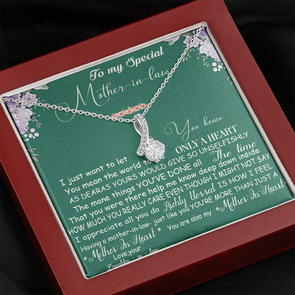 iWow Inspirational Alluring Beauty Necklace - to My Mother in Law, You Mean The World Necklace - Birthday Gift for Mother in Law with Box Message Card On Birthday, Christmas