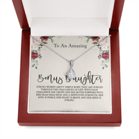 Thumbnail for to my bonus daughter necklace, storng women aren't simply born alluring beauty necklace, gifts for my bonus daughter